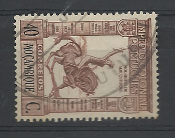 1480.jpg -     Lote:    1480            Moçambique       Descrição:         Carimbos circulares. 1938 &mdash; Império Colonial Português. CE296, 40c castanho obliterado com carimbo batido a preto de MUTUALI.        O       Valor Base:     &euro; 10,00     Valor Venda:     &euro; 10,00       