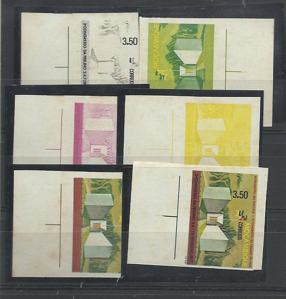 1589.jpg -     Lote:    1589                   Descrição:         Moçambique * Palops. 1977 &mdash; 2.º Congresso da Frelimo. AR57, 3$50. Lote com 6 provas progressivas não denteadas.        PRV       Valor Base:     &euro; 12,00     Valor Venda:     Retirado     