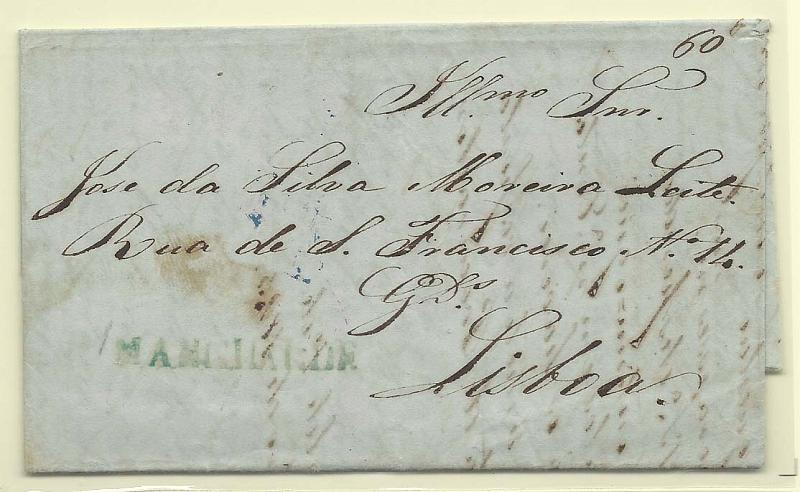 1671.jpg -     Lote:    1671      Lotes pelo Correio              Descrição:         Mangualde &mdash; A verde, GM MGL2 em carta datada de Mangualde (01.12.45) para Lisboa, com o porte manuscrito a sépia de 60 reis.        Carta       Valor Base:     &euro; 10,00     Valor Venda:     &euro; 10,00       