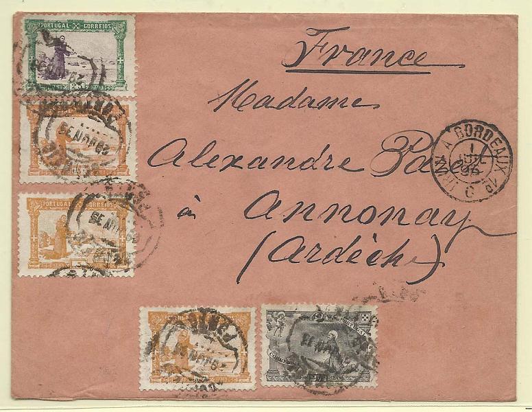 1711.jpg -     Lote:    1711      Lotes pelo Correio       Portugal       Descrição:         1895 &mdash; 7.º Centenário do Nascimento de S. António. Sobrescrito circulado do Porto (29.06.95) para França (01.07.95) com selos de 2 &frac12; r, 3x5 reis e 25 reis CE111/12, 116. Um selo perdido.        Carta       Valor Base:     &euro; 15,00     Valor Venda:     &euro; 15,00       