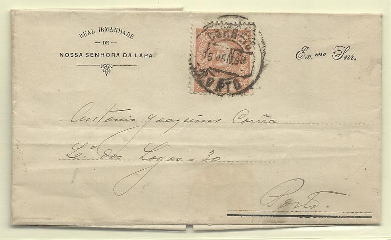 1712.jpg -     Lote:    1712      Lotes pelo Correio       Portugal       Descrição:         1895/96 &mdash; D. Carlos I Mouchon. CE127, 5 reis laranja, em impresso circulado no Porto (15.08.98).        IMP       Valor Base:     &euro; 5,00     Valor Venda:     &euro; 5,00       