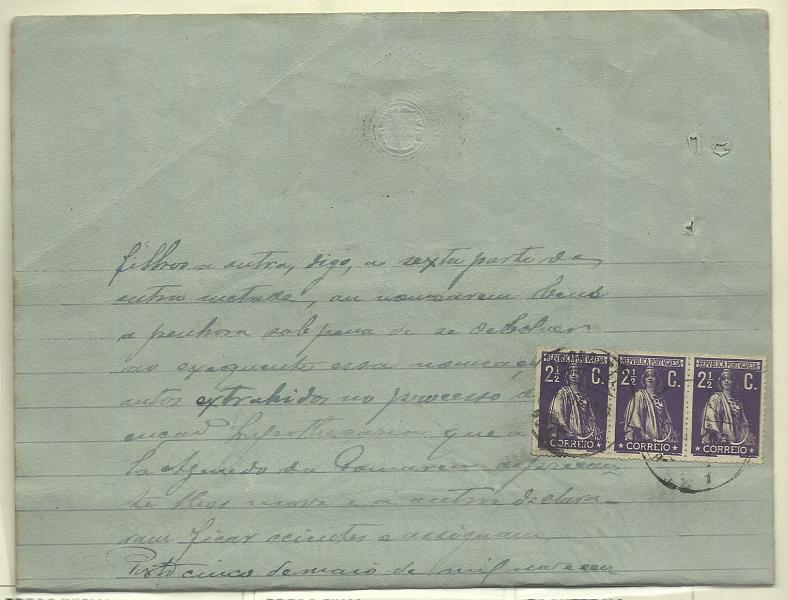 1720.jpg -     Lote:    1720      Lotes pelo Correio       Portugal       Descrição:         1912 &mdash; Ceres. Certidão em papel selado de 10c, circulada do Porto (11.05.16) com 3 selos de 2 &frac12; c CE211. Estampilhada com 3 estampilhas de 0$10 com sobrecarga Contribuição Industrial + um selo do Imposto de selo de 0$01.        DOC       Valor Base:     &euro; 8,00     Valor Venda:     Retirado     