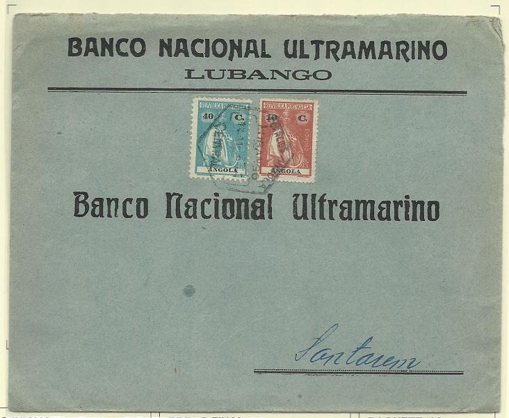 1753.jpg -     Lote:    1753      Lotes pelo Correio       Angola       Descrição:         1914/22 &mdash; Ceres. Sobrescrito circulado do Lubango para Santarém (13.12.23) com selos de 10c e 40c CE151 e 207.        Carta       Valor Base:     &euro; 8,00     Valor Venda:     &euro; 8,00       