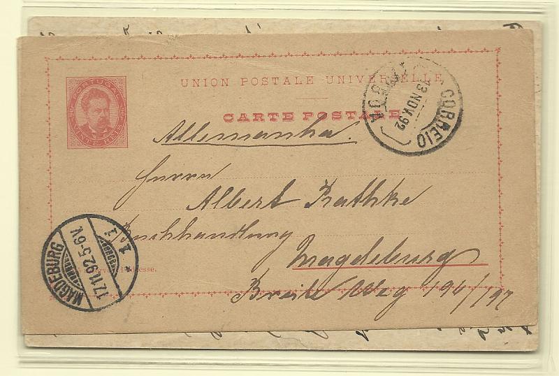 1777.jpg -     Lote:    1777      Lotes pelo Correio       Portugal       Descrição:         1887/1912 &mdash; D. Luís I de frente + Ceres. OM10, 20 reis + OM57 2C carmim. Circulados.        IC       Valor Base:     &euro; 4,00     Valor Venda:     Retirado     
