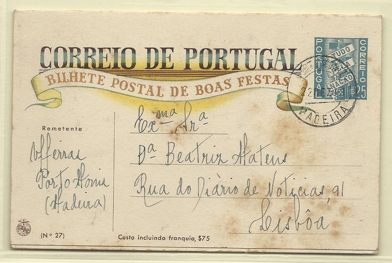 1789.jpg -     Lote:    1789      Lotes pelo Correio       Portugal       Descrição:         1940 &mdash; Boas Festas. Tudo pela Nação. OM90 (n.º 27), $25 azul. Circulado para Lisboa.        IC       Valor Base:     &euro; 12,00     Valor Venda:     Retirado     