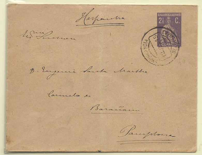 1830.jpg -     Lote:    1830      Lotes pelo Correio       Portugal       Descrição:         1912 &mdash; Ceres. Sobrescritos. OM44, 2 &frac12; c violeta. Circulado pela ambulância ferroviária BEIRA BAIXA I (12.07.15) para Pamplona.        IC       Valor Base:     &euro; 10,00     Valor Venda:     Retirado     