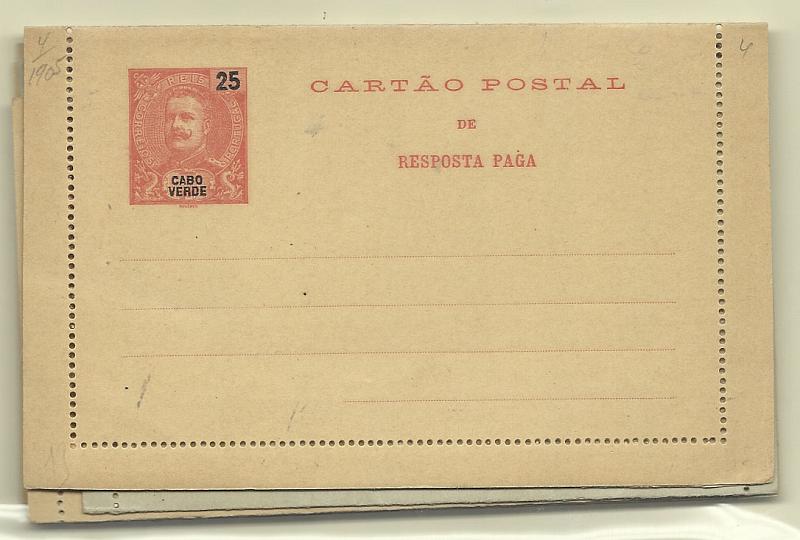 1872.jpg -     Lote:    1872      Lotes pelo Correio       Cabo Verde       Descrição:         1903/14 &mdash; D. Carlos I + D. Carlos I, com sobrecarga REPUBLICA. Bilhetes-Cartas. Lote com 8 inteiros, algumas repetições, bem conservados. Lote a ver.        IN       Valor Base:     &euro; 8,00     Valor Venda:     Retirado     
