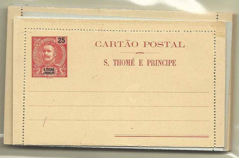 1908.jpg -     Lote:    1908      Lotes pelo Correio       S. Tomé e Príncipe       Descrição:         1903/11 &mdash; D. Carlos I Mouchon + D. Carlos I Mouchon s/ sobrecarga REPUBLICA. Bilhetes-Cartas. OM 1/9. Séries completas, muito bem conservadas.        IN       Valor Base:     &euro; 15,00     Valor Venda:     Retirado     
