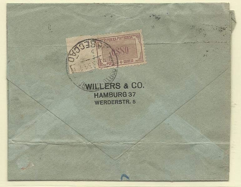1917.jpg -     Lote:    1917      Lotes pelo Correio              Descrição:         Porteados. Tipo Etiqueta. Sobrescrito circulado da Alemanha para o Porto (23.07.38) com insuficiência de franquia. Porteado com selo de $80 CE POR52.        Carta       Valor Base:     &euro; 5,00     Valor Venda:     Retirado     