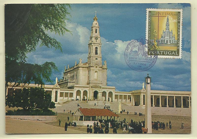 1924.jpg -     Lote:    1924      Lotes pelo Correio              Descrição:         Cinquentenário das Aparições de Fátima. Postal ilustrado concordante com selo de 2$80 CE1001, com carimbo comemorativo de Fátima.        PM       Valor Base:     &euro; 5,00     Valor Venda:     Retirado     