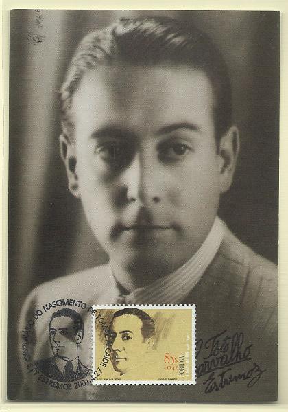 1960.jpg -     Lote:    1960      Lotes pelo Correio              Descrição:         Tomás Alcaide. Postal ilustrado concordante com selo CE2738, obliterados com carimbo de 1.º dia de circulação de Estremoz (20.02.2001).        PM       Valor Base:     &euro; 8,00     Valor Venda:     &euro; 8,00       