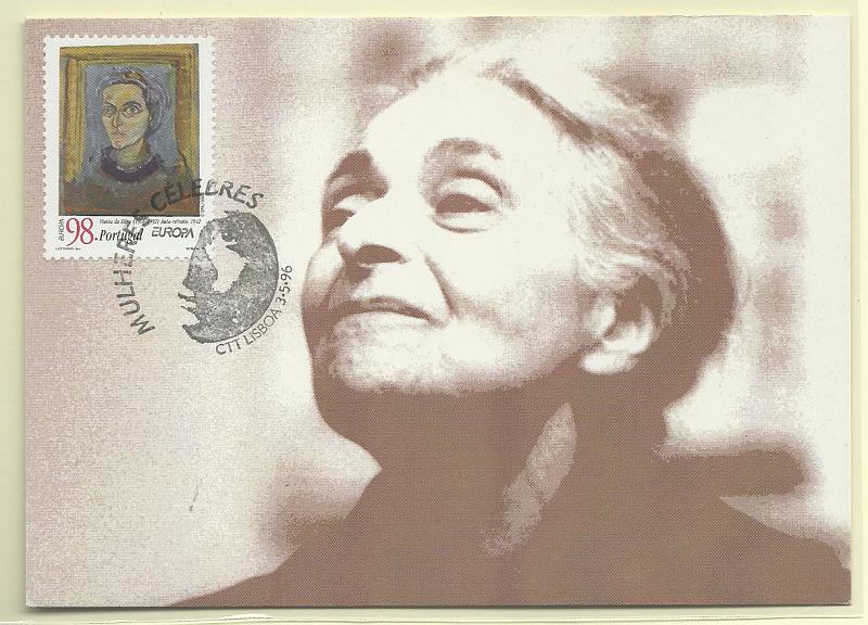 1962.jpg -     Lote:    1962      Lotes pelo Correio              Descrição:         Vieira da Silva. Postal ilustrado concordante com selo CE2334, obliterados com carimbo de 1.º dia de circulação de Lisboa (03.05.96).        PM       Valor Base:     &euro; 10,00     Valor Venda:     Retirado     