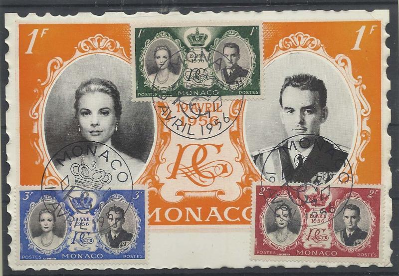 1998.jpg -     Lote:    1998      Lotes pelo Correio              Descrição:      Mónaco * Príncipes.   Postal máximo concordante, obliterados com carimbo comemorativo do Mónaco (19.04.56).        PM       Valor Base:     &euro; 6,00     Valor Venda:     Retirado     