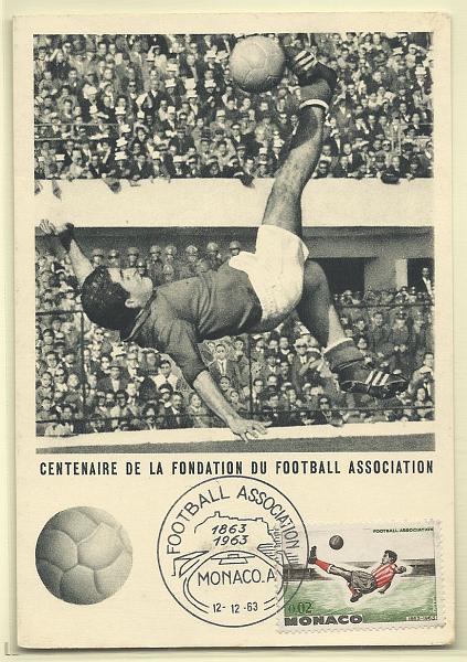 1999.jpg -     Lote:    1999      Lotes pelo Correio              Descrição:         Mónaco &mdash; Futebol. Postal ilustrado concordante com selo de 0,02F Yv62, obliterados com marca comemorativa do Mónaco (12.12.63).        PM       Valor Base:     &euro; 25,00     Valor Venda:     Retirado     