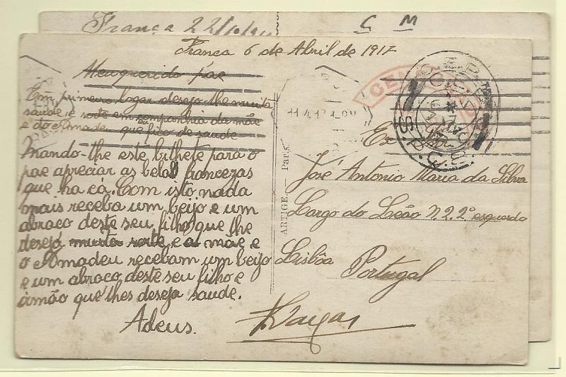 2127.jpg -     Lote:    2127      Lotes pelo Correio              Descrição:         1.ª Guerra Mundial. Isentos de franquia. Lote de dois postais ilustrados circulados do SPC8 e SPC10 para Portugal. Censurados.        PI       Valor Base:     &euro; 6,00     Valor Venda:     &euro; 6,00       