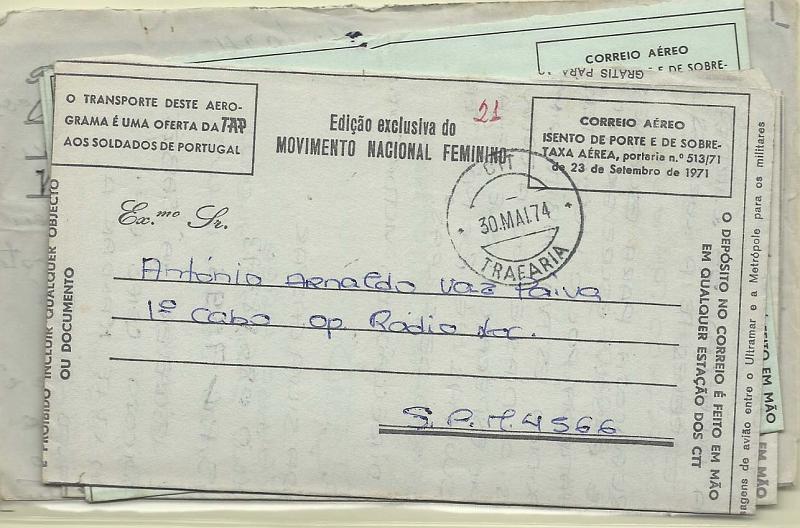 2129.jpg -     Lote:    2129      Lotes pelo Correio              Descrição:         1961/75 &mdash; Guerra Colonial. Lote com 4 aerogramas do MNF circulados com marcas di dia de Portugal para Angola.        Lote       Valor Base:     &euro; 3,00     Valor Venda:     &euro; 8,00       