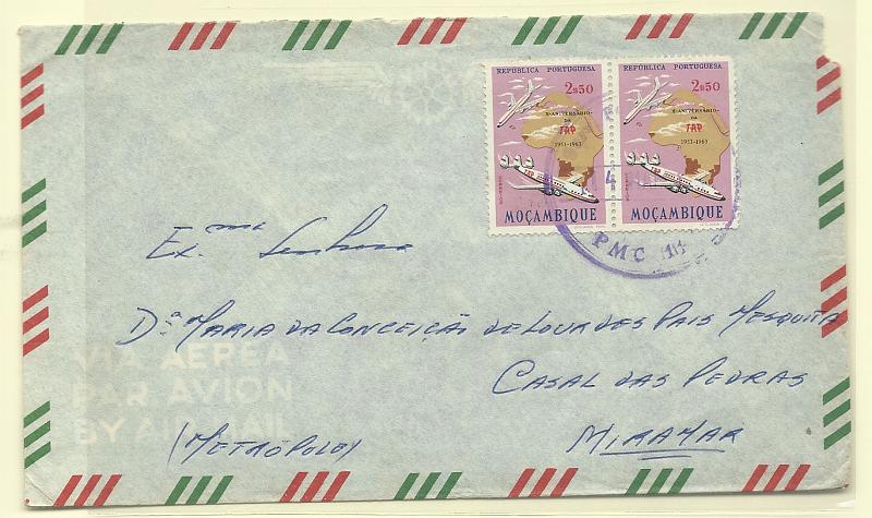 2131.jpg -     Lote:    2131      Lotes pelo Correio              Descrição:         1961/75 &mdash; Guerra Colonial. Serviço postal Militar. Sobrescrito circulado do PMC114 (14.03.65) para Miramar, com par se selos de 2%50 CE458. Carimbo de borracha batido a violeta do PMA 114.        Carta       Valor Base:     &euro; 5,00     Valor Venda:     Retirado     