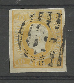 2160.jpg -     Lote:    2160      Lotes pelo Correio       Portugal       Descrição:         1866/67 &mdash; D. Luís. Fita curva, não denteados. CE20, 10 reis amarelo. Valor de catálogo &euro; 265,00.        O       Valor Base:     &euro; 20,00     Valor Venda:     &euro; 20,00       