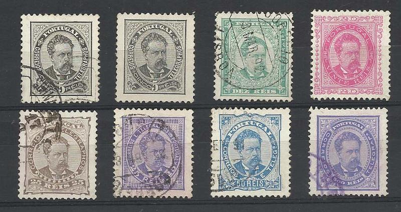 2172.jpg -     Lote:    2172      Lotes pelo Correio       Portugal       Descrição:         1884/87 &mdash; D. Luís I. De frente. Novos valores. CE60/63 + CE65. Lote a ver.        O       Valor Base:     &euro; 8,00     Valor Venda:     &euro; 10,00       