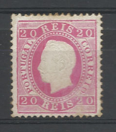 2175.jpg -     Lote:    2175      Lotes pelo Correio       Portugal       Descrição:         1884 &mdash; D. Luís I. Fita direita. Nova cor e valor. CE66, 20 reis carmim rosa, denteado 12 &frac12;.. Valor de catálogo &euro; 592,00.        RG***       Valor Base:     &euro; 30,00     Valor Venda:     Retirado     