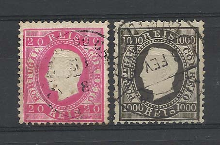 2176.jpg -     Lote:    2176      Lotes pelo Correio       Portugal       Descrição:         1884 &mdash; D. Luís I. Fita direita. Nova cor e valor. CE66/67. Série completa em denteado 12 &frac12;. Valor de catálogo &euro; 282,60.        O       Valor Base:     &euro; 20,00     Valor Venda:     &euro; 22,00       