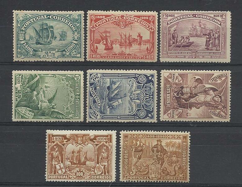2187.jpg -     Lote:    2187      Lotes pelo Correio       Portugal       Descrição:         1898 &mdash; 4.º Centenário do Descobrimento do Caminho Marítimo para a Índia. CE148/55. Série completa. Valor de catálogo &euro; 303,00.        RG**       Valor Base:     &euro; 20,00     Valor Venda:     Retirado     