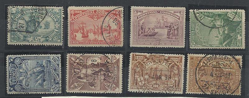 2189.jpg -     Lote:    2189      Lotes pelo Correio       Portugal       Descrição:         1898 &mdash; 4.º Centenário do Descobrimento do Caminho Marítimo para a Índia. CE148/55. Valor de catálogo &euro; 99,25.        O       Valor Base:     &euro; 12,00     Valor Venda:     Retirado     