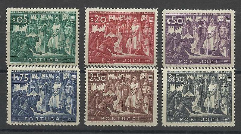 2229.jpg -     Lote:    2229      Lotes pelo Correio       Portugal       Descrição:         1947 &mdash; 4.º Centenário da Tomada de Lisboa aos Mouros. CE 685/690. Valor de catálogo &euro; 54,00.        **       Valor Base:     &euro; 6,00     Valor Venda:     &euro; 6,00       
