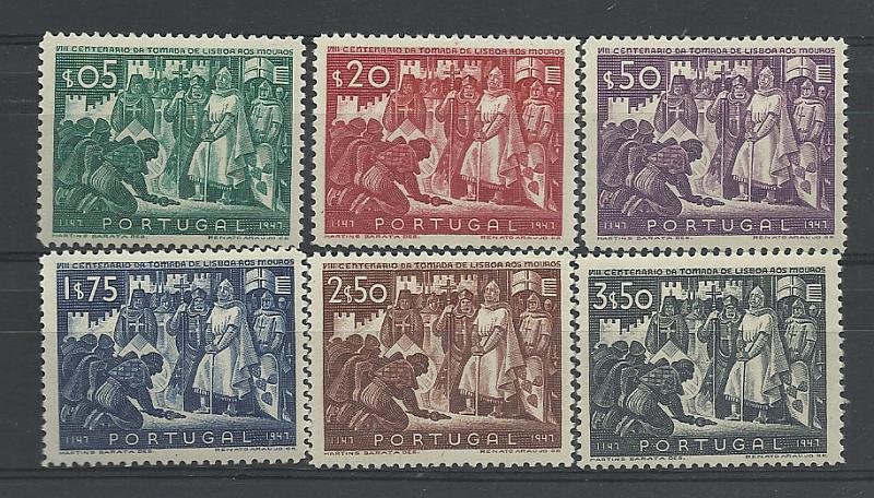 2230.jpg -     Lote:    2230      Lotes pelo Correio       Portugal       Descrição:         1947 &mdash; 8.º Centenário da Tomada de Lisboa aos Mouros. CE685/690. Série completa. Valor de catálogo &euro; 76,00.        ***       Valor Base:     &euro; 8,00     Valor Venda:     Retirado     