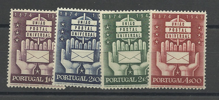 2239.jpg -     Lote:    2239      Lotes pelo Correio       Portugal       Descrição:         1949 &mdash; 75,º Aniversário da UPU. CE715/718. Série completa. Valor de catálogo &euro; 46,00.        ***       Valor Base:     &euro; 10,00     Valor Venda:     Retirado     