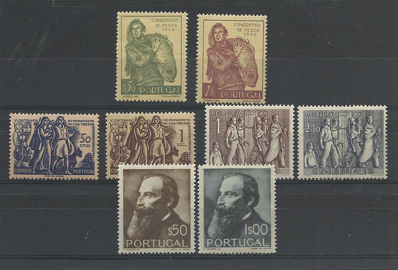 2244.jpg -     Lote:    2244      Lotes pelo Correio       Portugal       Descrição:         1951 &mdash; Centenário de Guerra Junqueiro + Congresso de Pesca + Povoamento da Ilha terceira + Revolução Nacional. CE729/732 + CE737/40. Quatro séries completas. Valor de catálogo &euro; 100,00.        ***       Valor Base:     &euro; 6,00     Valor Venda:     &euro; 14,00       