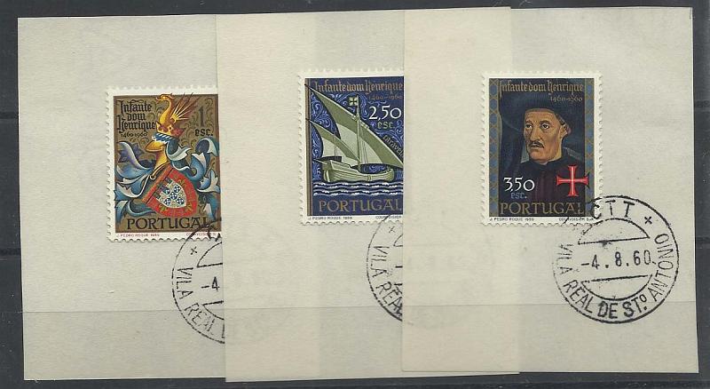 2270.jpg -     Lote:    2270      Lotes pelo Correio       Portugal       Descrição:         1960 &mdash; 5.º Centenário da Morte do Infante D. Henrique. CE863/868. Série completa em fragmentos, obliterada com marca de dia de Vila Real de S. António (04.08.60 &mdash; 1.º dia de circulação).        FRG       Valor Base:     &euro; 5,00     Valor Venda:     &euro; 5,00       