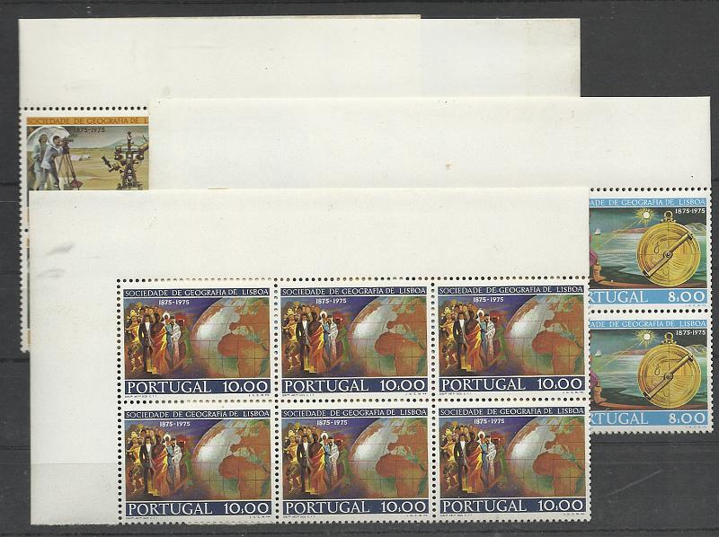 2279.jpg -     Lote:    2279      Lotes pelo Correio       Portugal       Descrição:         1975 &mdash; Centenário da Sociedade de Geografia de Lisboa. CE1265/67. Série completa em blocos de 6 selos. Valor de catálogo &euro; 54,00.        ***       Valor Base:     &euro; 8,00     Valor Venda:     Retirado     