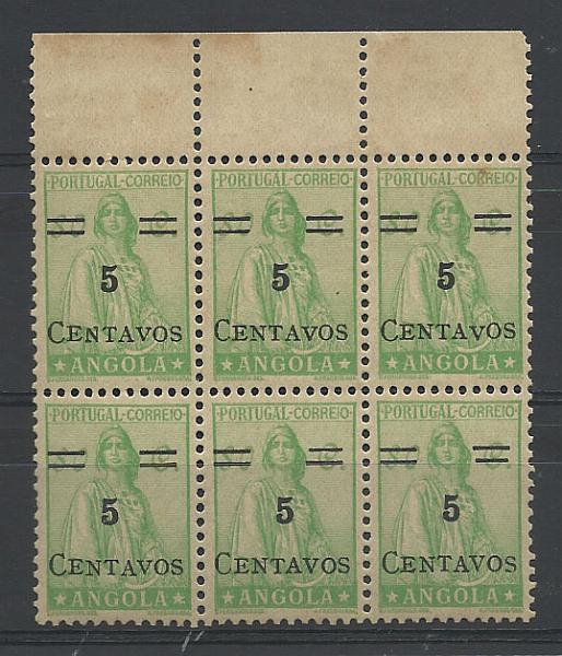 2310.jpg -     Lote:    2310      Lotes pelo Correio       Angola       Descrição:         1945/46 &mdash; Ceres (Novo tipo), com sobretaxa. CE285, 5c s/ 80c verde. Bloco de 6 selos. Valor de catálogo &euro; 9,90.        ***       Valor Base:     &euro; 2,00     Valor Venda:     &euro; 2,00       