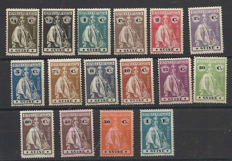 2314.jpg -     Lote:    2314      Lotes pelo Correio       Guiné       Descrição:         1914 &mdash; Ceres. CE143/158. Série completa em denteado 15x14, papel porcelana. Regomada.        RG***       Valor Base:     &euro; 6,00     Valor Venda:     &euro; 10,00       