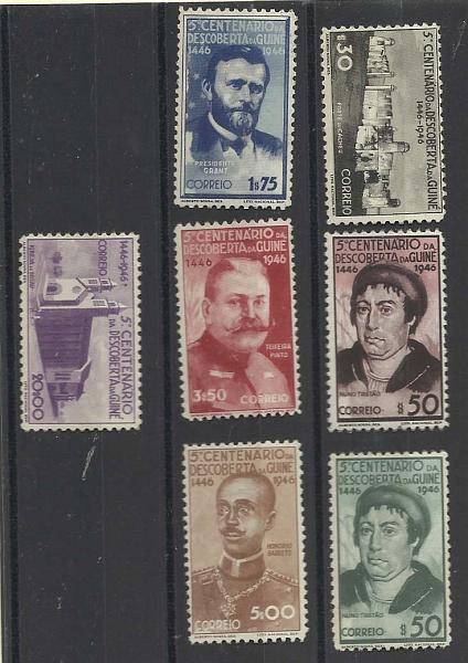 2316.jpg -     Lote:    2316      Lotes pelo Correio       Guiné       Descrição:         1946 &mdash; 5.º Centenário da Descoberta da Guiné. CE24&frac12;47. Série completa regomada.        RG***       Valor Base:     &euro; 10,00     Valor Venda:     &euro; 10,00       