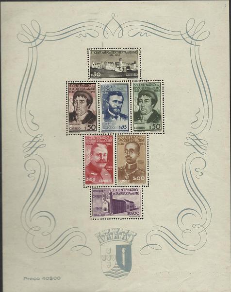 2320.jpg -     Lote:    2320      Lotes pelo Correio       Guiné       Descrição:         1946 &mdash; Descobrimento da Guiné. CE BLC1. Valor de catálogo &euro; 220,00.        RG***       Valor Base:     &euro; 22,00     Valor Venda:     &euro; 47,00       