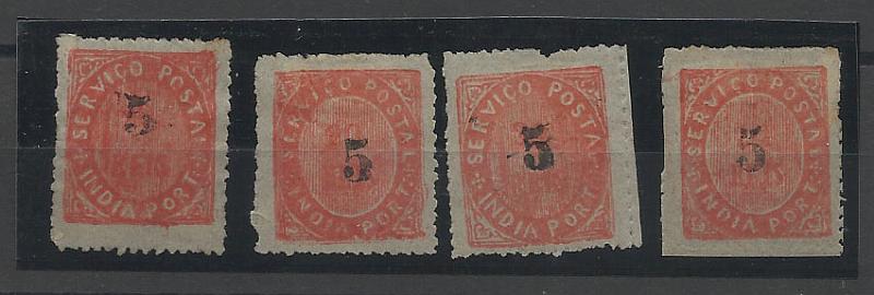 2328.jpg -     Lote:    2328      Lotes pelo Correio       Índia       Descrição:         1881 &mdash; Nativos. Com sobretaxa. Sobretaxa tipo A.CE64, 20 reis. Lote de 4 selos. Valor de catálogo &euro; 20,00.        **       Valor Base:     &euro; 5,00     Valor Venda:     Retirado     