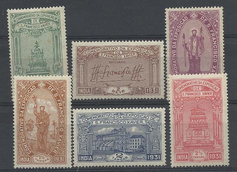2332.jpg -     Lote:    2332      Lotes pelo Correio       Índia       Descrição:         1931 &mdash; Exposição de S. Francisco Xavier. CE327/332. Série completa regomada.        RG***       Valor Base:     &euro; 8,00     Valor Venda:     &euro; 12,00       