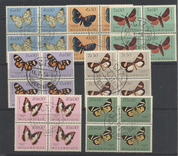 2342.jpg -     Lote:    2342      Lotes pelo Correio       Moçambique       Descrição:         1953 &mdash; Borboletas de Moçambique. CE388/407, série incompleta em quadras. Lote de 18 quadras, todas diferentes. Faltam os valores de 3$00 e 4$50, para completar a série.         O       Valor Base:     &euro; 5,00     Valor Venda:     &euro; 7,00       