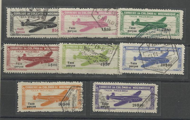 2344.jpg -     Lote:    2344      Lotes pelo Correio       Moçambique       Descrição:         1947 &mdash; Correio aéreo "Avião", com legenda "Taxe perçue". CE CA16/23. Série completa. Valor de catálogo &euro; 72,00.        O       Valor Base:     &euro; 15,00     Valor Venda:     &euro; 15,00       