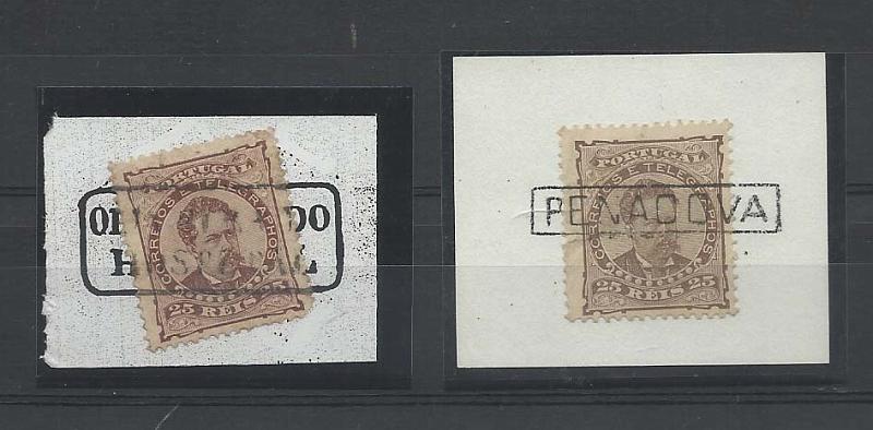 2357.jpg -     Lote:    2357      Lotes pelo Correio       Portugal       Descrição:         Carimbos nominativos. 1882/83 &mdash; D. Luís I, de frente. CE57, 25 reis. Lote de dois selos com carimbos batidos a preto "OLIVEIRA DO HOSPITAL" e "PENACOVA".        O       Valor Base:     &euro; 6,00     Valor Venda:     Retirado     