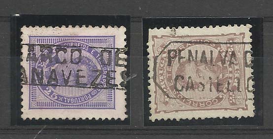 2359.jpg -     Lote:    2359      Lotes pelo Correio       Portugal       Descrição:         1882/87 &mdash; D. Luís I, de frente. Lote de dois selos de 25 reis CE57 e 63, obliterados respectivamente com carimbos batidos a preto de "MARCO DE CANAVEZES" e " PENALVA DOS CASTELO".        O       Valor Base:     &euro; 6,00     Valor Venda:     Retirado     