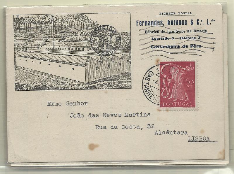 2581.jpg -     Lote:    2581      Lotes pelo Correio              Descrição:         Portugal. Lote com 10 postais ilustrados publicitários e 4 inteiros circulados. Alguma marcofilia. Maioria com furos de arquivo. Lote a ver.        Lote       Valor Base:     &euro; 4,00     Valor Venda:     &euro; 4,00       