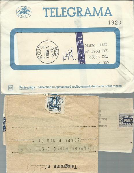 2583.jpg -     Lote:    2583      Lotes pelo Correio              Descrição:         Portugal &mdash; Lote com 17 telegramas de diversos períodos e formatos. Lote a ver.        Lote       Valor Base:     &euro; 5,00     Valor Venda:     &euro; 9,00       