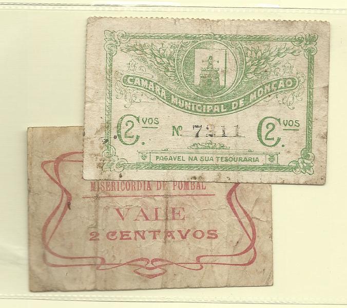 2626.jpg -     Lote:    2626      Lotes pelo Correio              Descrição:         Monção, Câmara Municipal. 2c. MA1403b e Misericórdia de Pombal, MA1736. Escassa. BC+.        CDL       Valor Base:     &euro; 5,00     Valor Venda:     &euro; 5,00       