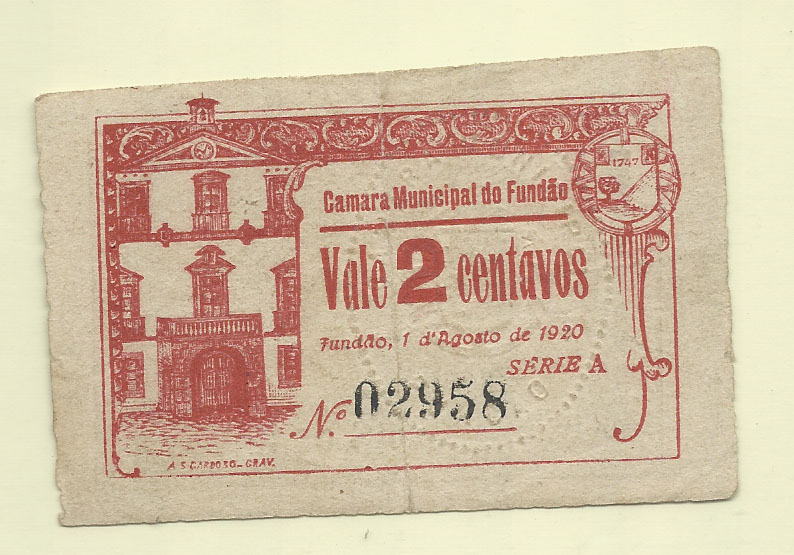 2630.jpg -     Lote:    2630      Lotes pelo Correio              Descrição:         Fundão, Câmara Municipal. 2c. MA1018. Escassa. MBC+.        CDL       Valor Base:     &euro; 6,00     Valor Venda:     &euro; 6,00       