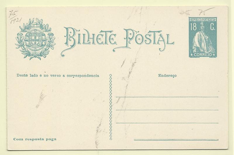 0411.jpg -     Lote:    411            Portugal       Descrição:         192&frac12;2 &mdash; Ceres. OM70, 18+18C azul-verde, cartolina branca.         IN       Valor Base:     &euro; 12,00     Valor Venda:     &euro;      