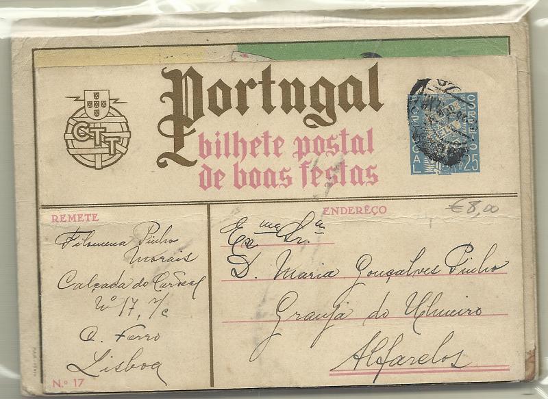 0445.jpg -     Lote:    445            Portugal       Descrição:         1938/67 &mdash; Boas Festas. OM88/161. Lote com treze inteiros: 17(U), 40(U), 41(U), 70(U), 73(U), 74(U), 75(U), 82(U), 85(U), 115(U), 222(U), 226(U) e 254(N).         IC/IN       Valor Base:     &euro; 20,00     Valor Venda:     &euro;      