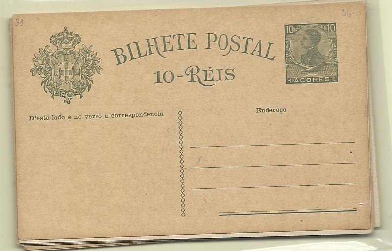 0513.jpg -     Lote:    513            Açores       Descrição:         1910/11 &mdash; D. Manuel II + D. Manuel II, com sobrecarga REPUBLICA. OM30/33 + OM34/37. As duas séries completas, com inteiros bem conservados, sem defeitos.         IN       Valor Base:     &euro; 12,00     Valor Venda:     &euro;      
